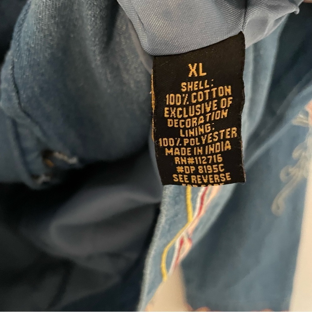 ALEX KIM Jacket Blue Denim  Floral Embroidery Lined Hook Closure Womens Size XL - Picture 4 of 7